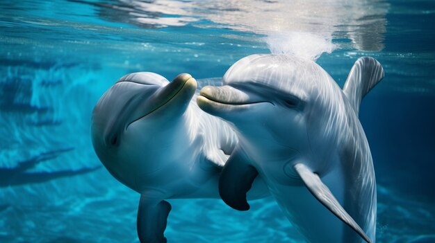 Vue des dauphins nageant dans l'eau