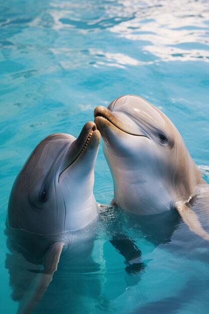 Vue des dauphins nageant dans l'eau