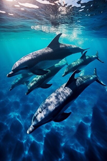 Vue des dauphins nageant dans l'eau