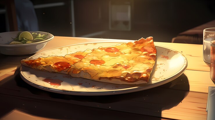 Photo gratuit vue d'une délicieuse pizza dans le style anime