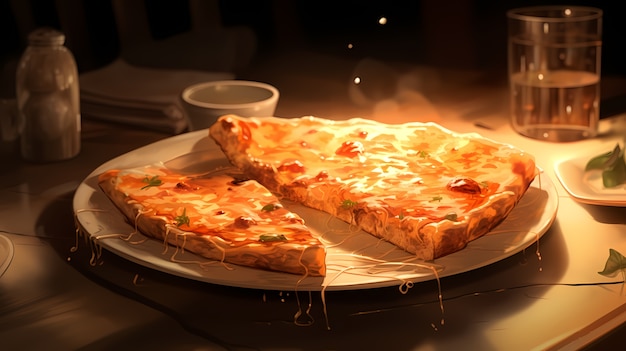 Photo gratuite vue d'une délicieuse pizza dans le style anime