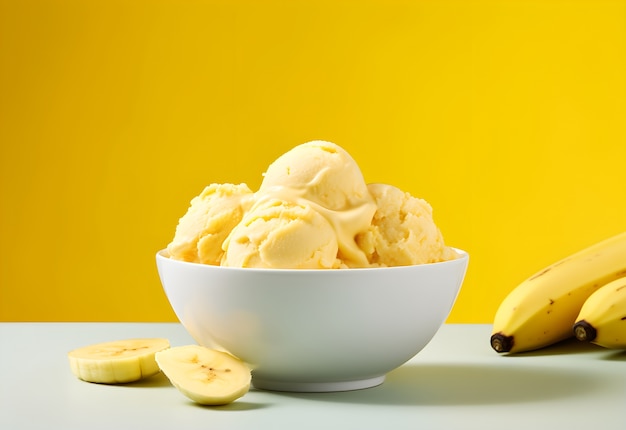 Photo gratuite vue sur un délicieux dessert glacé à la crème glacée aux bananes