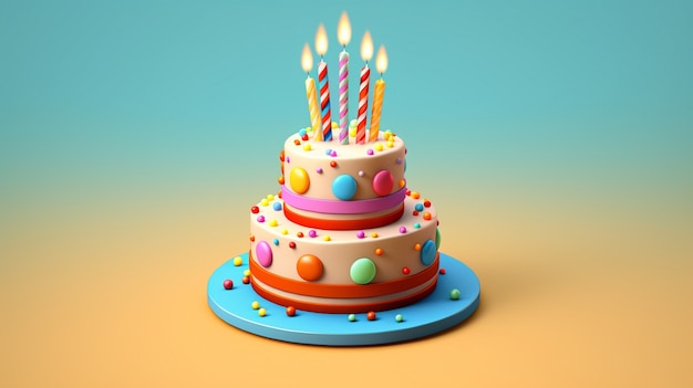 Photo gratuite vue d'un délicieux gâteau en 3d avec des bougies