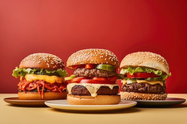 Photo gratuite vue de délicieux hamburgers avec des pains et du fromage