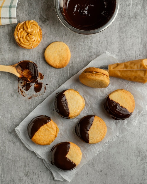 Vue De Dessus Alfajores Au Chocolat