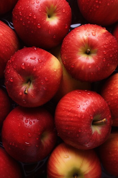 Vue de dessus d'un arrangement de pommes délicieuses