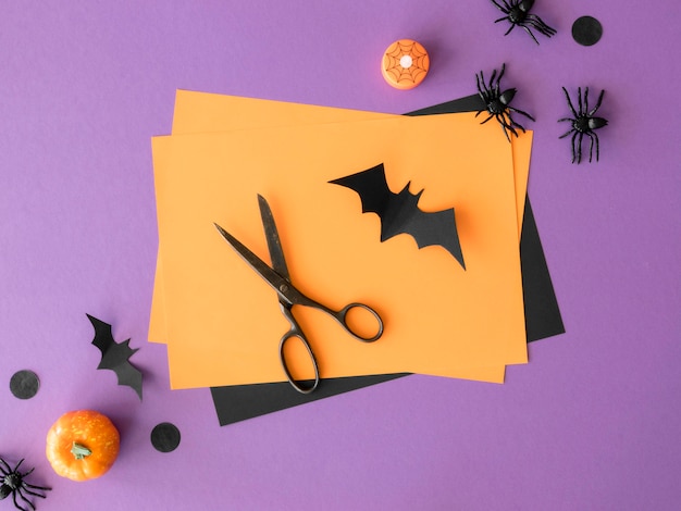 Vue De Dessus Des Arrangements D'halloween Faits à La Main