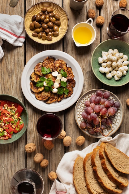 Vue de dessus sur le banquet