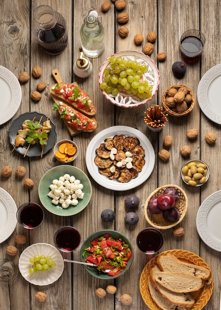 Vue de dessus sur le banquet