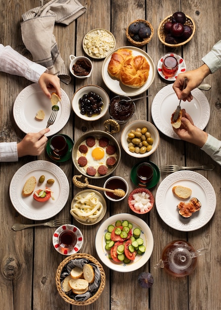 Vue de dessus sur le banquet