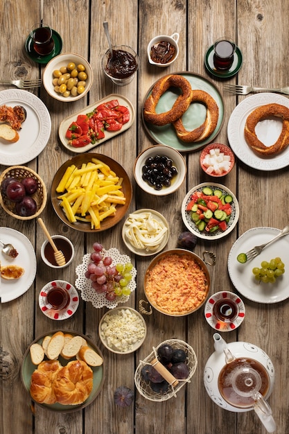 Vue de dessus sur le banquet