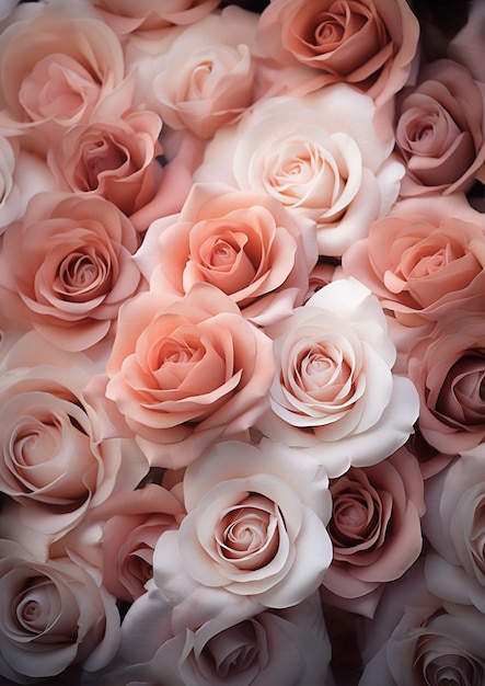 Vue de dessus d'un bel arrangement de roses