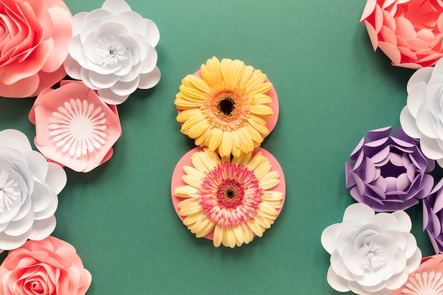 Vue de dessus de belles fleurs pour la journée de la femme