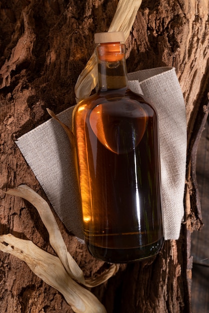 Photo gratuite vue de dessus boisson alcoolisée produite de manière durable