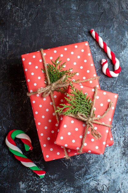 Vue de dessus des cadeaux de Noël