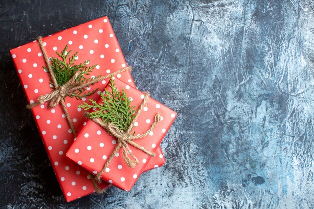 Vue de dessus des cadeaux de Noël