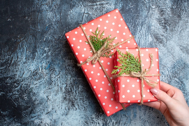 Vue de dessus des cadeaux de Noël