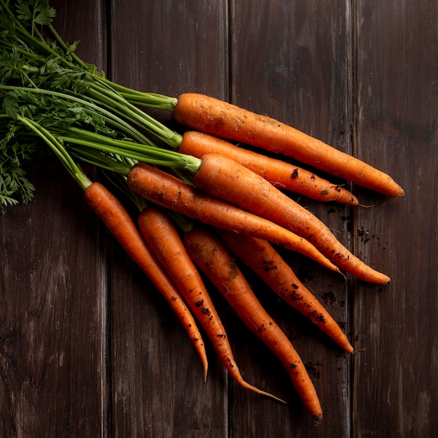 Vue de dessus des carottes