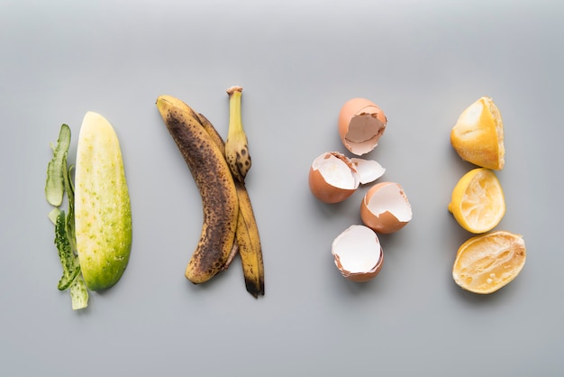 Vue de dessus sur le concept de cuisson des déchets