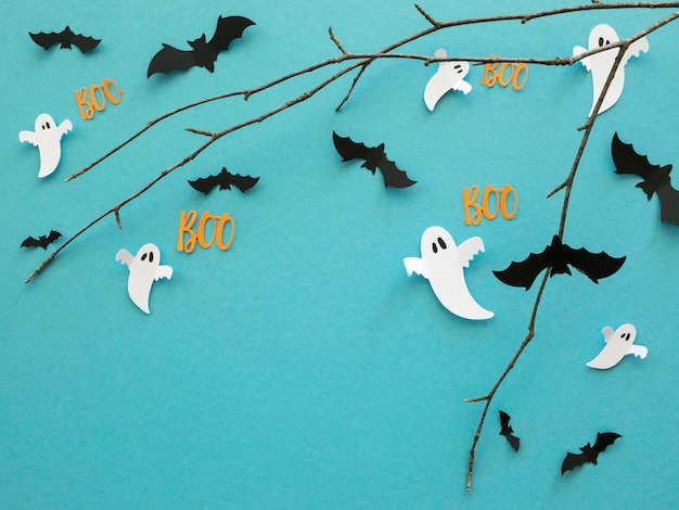 Photo gratuite vue de dessus concept halloween avec espace copie