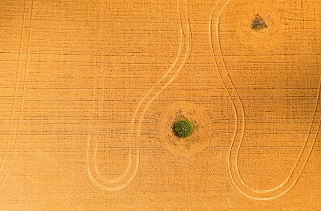 Photo gratuite vue de dessus à couper le souffle sur la zone agricole et les champs cultivés en journée ensoleilléephotographie par drone