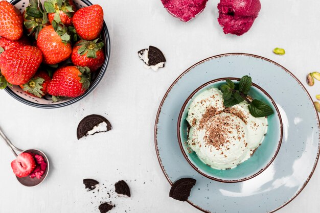 Vue de dessus crème glacée aux fruits