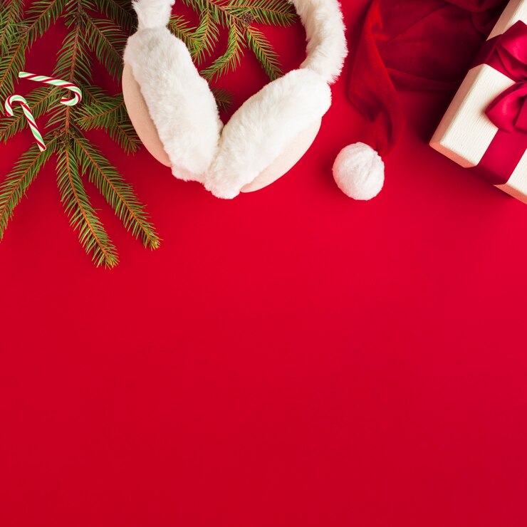 Photo gratuit vue de dessus décoration de noël avec espace de copie