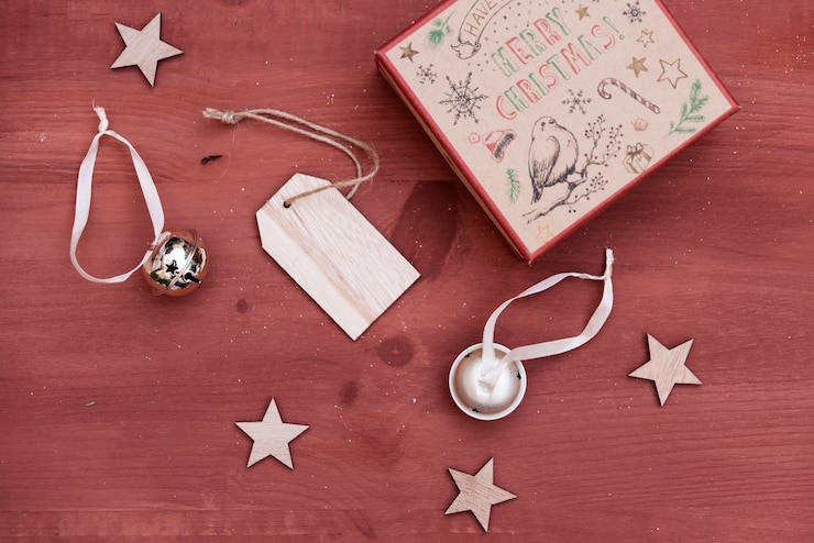 Photo gratuit vue de dessus décoration de noël
