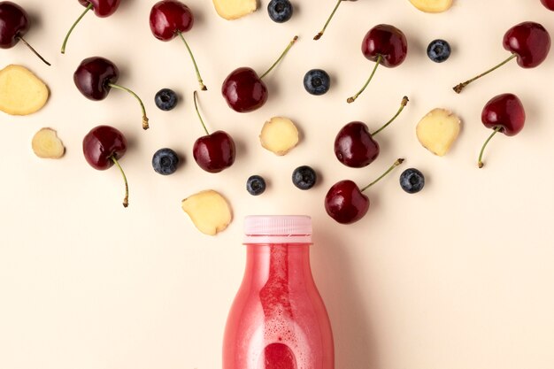 Vue de dessus délicieuse boisson aux fruits