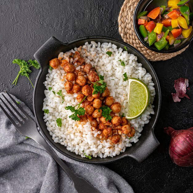 Vue de dessus de la délicieuse cuisine brésilienne