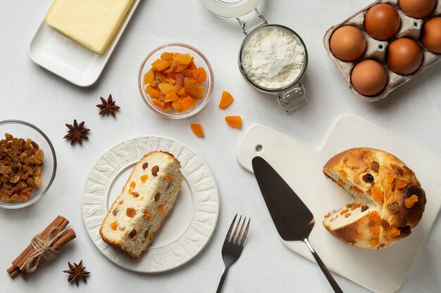 Vue de dessus de la délicieuse nourriture de noël