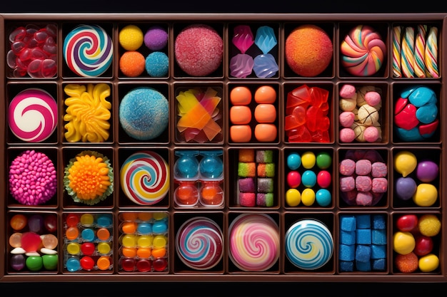 Photo gratuite vue de dessus un délicieux arrangement de bonbons