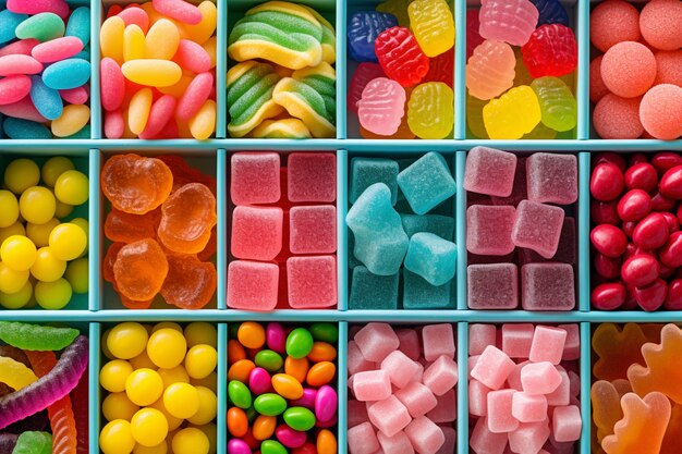 Vue de dessus un délicieux arrangement de bonbons