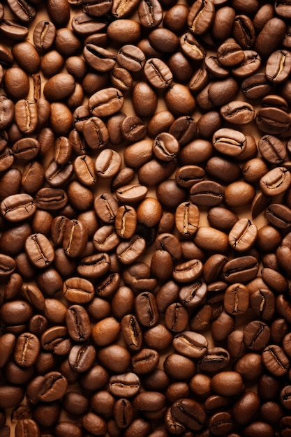 Vue de dessus de délicieux arrangements de grains de café