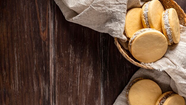 Vue de dessus de délicieux biscuits alfajores