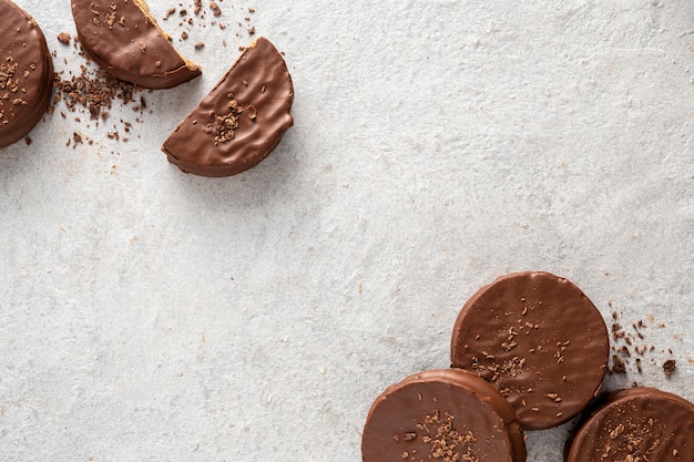 Vue de dessus de délicieux biscuits alfajores