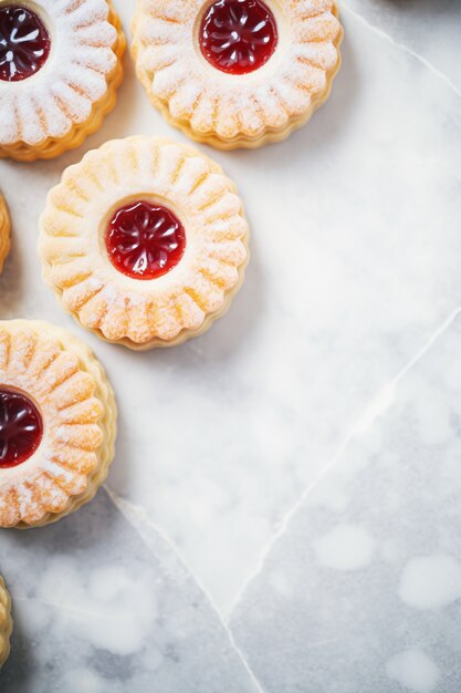 Vue de dessus de délicieux biscuits sur la table