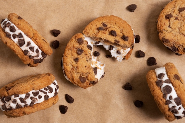 Vue de dessus de délicieux biscuits