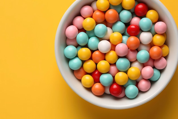 Photo gratuite vue de dessus de délicieux bonbons dans un bol