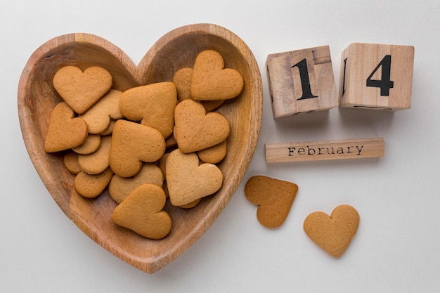 Vue de dessus de délicieux cookies de la Saint-Valentin