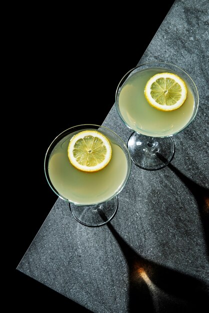 Vue de dessus délicieux daiquiri au citron vert