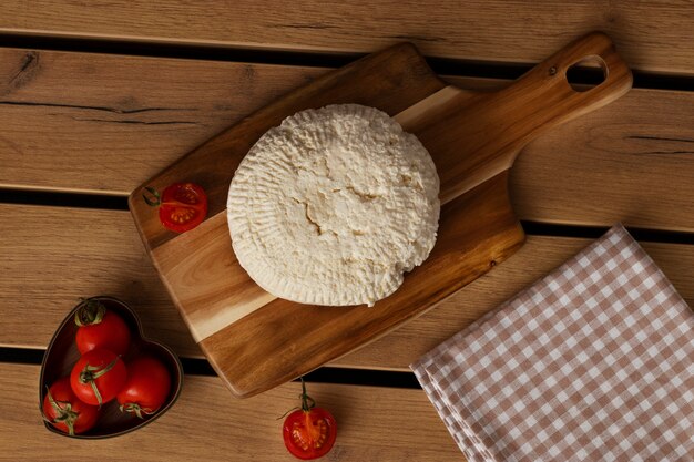 Vue de dessus de délicieux fromage frais