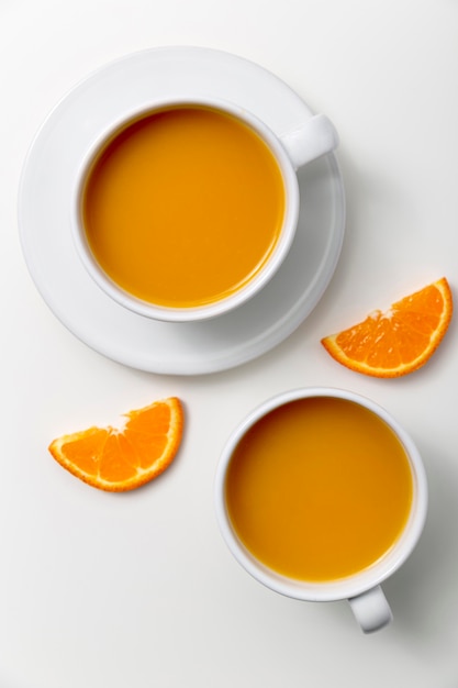Vue de dessus de délicieux smoothies à l'orange