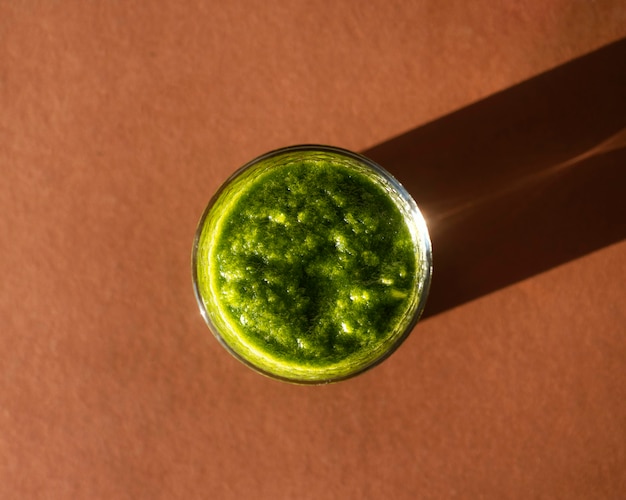 Vue De Dessus Délicieux Verre à Smoothie Vert