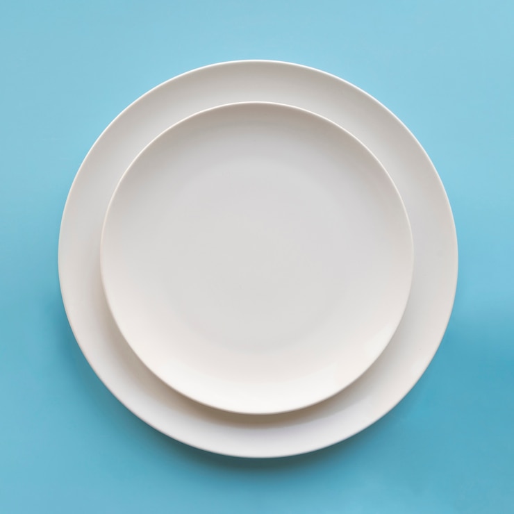 Photo gratuit vue de dessus de deux assiettes simples