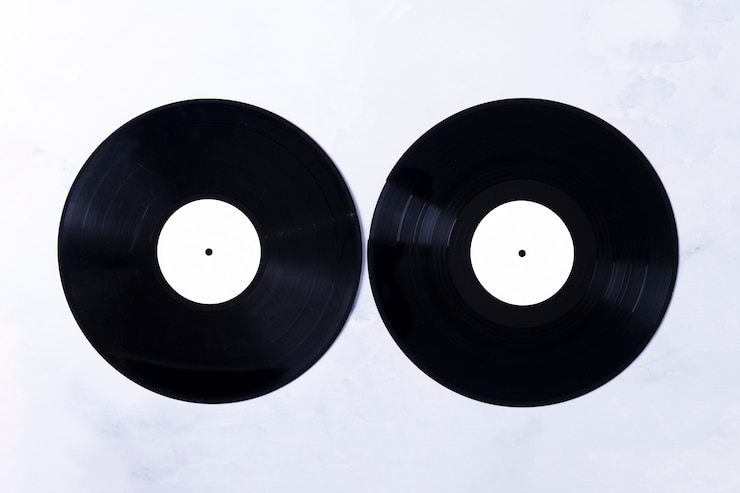 Photo gratuit vue de dessus de disques vinyle