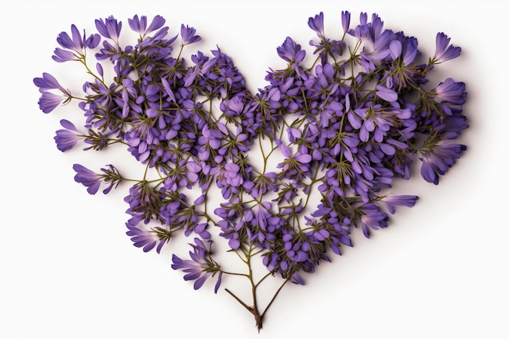 Photo gratuit vue de dessus du coeur fait de fleurs épanouies
