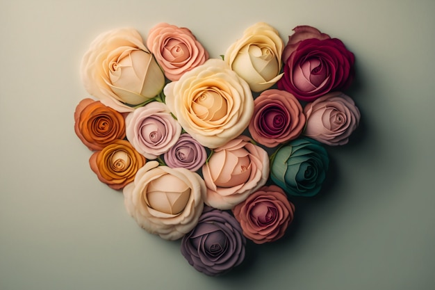 Photo gratuite vue de dessus du coeur fait de fleurs épanouies