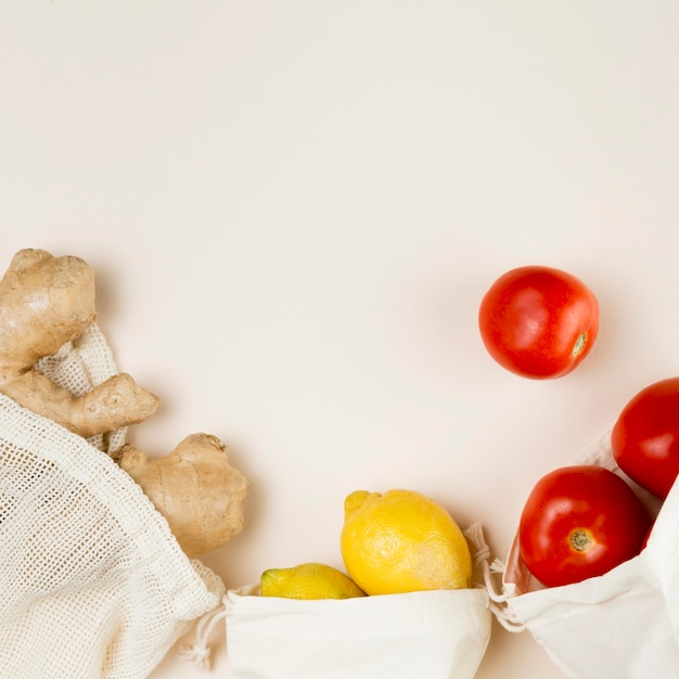 Vue de dessus du concept alimentaire zéro déchet