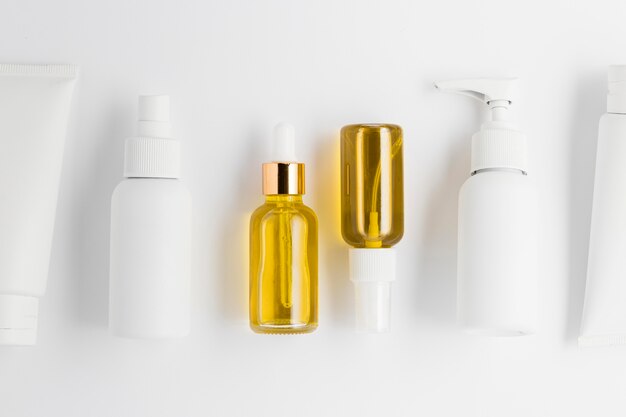 Vue de dessus du concept de cosmétiques naturels